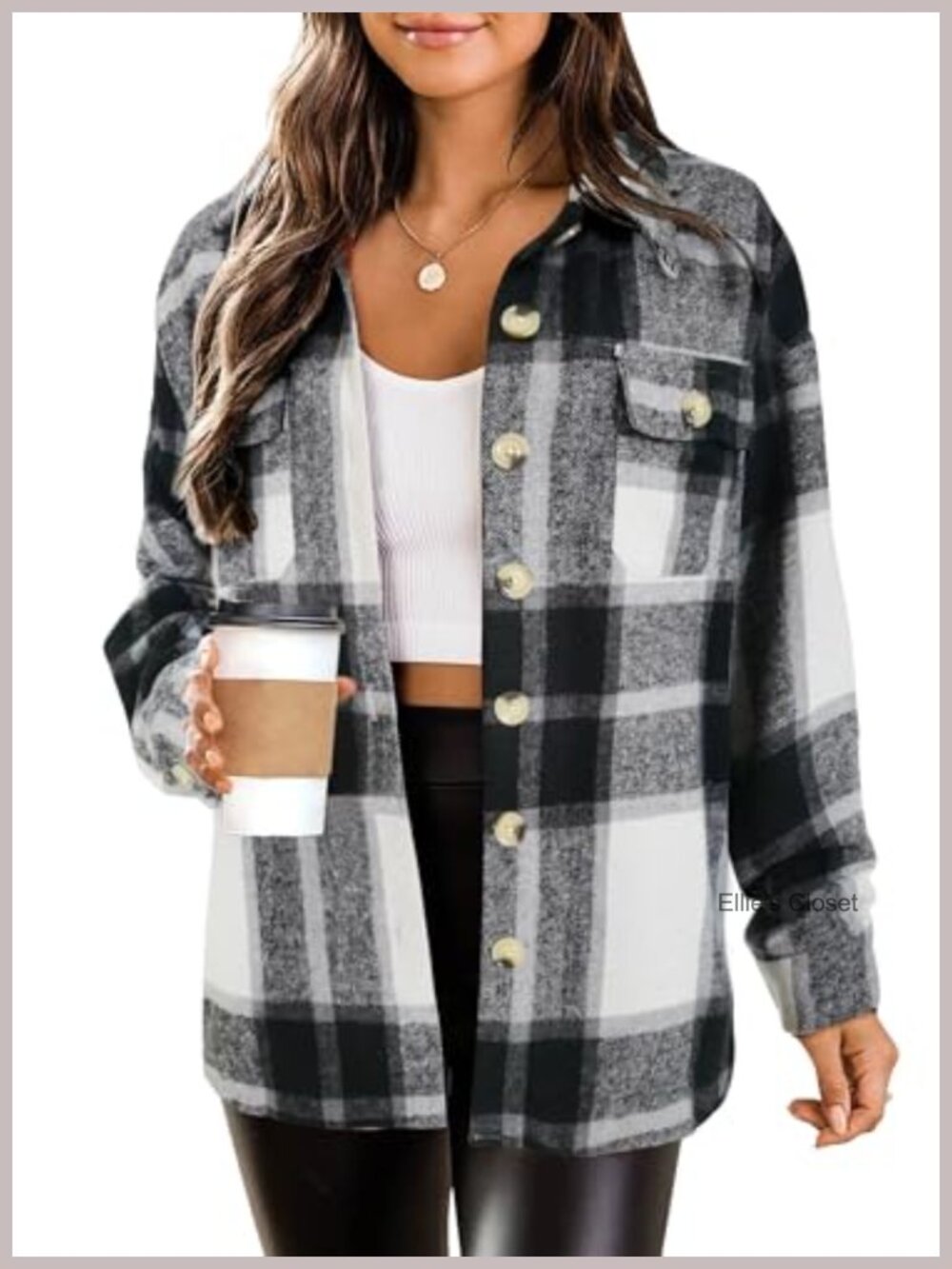Women's Plaid Flannel Shacket Heavyweight Button Down